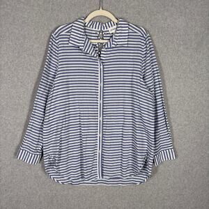 Peck Peck Top XL Tunic Cotton Lace Up Back Textured Yacht‎ Pool Resort Cover Up